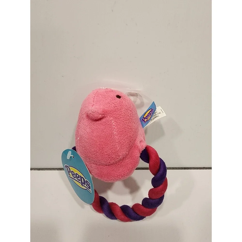 PEEPS Pink Chick Squeaky Chew Rope Tug Pull dog Toy‎ Plush Easter NEW